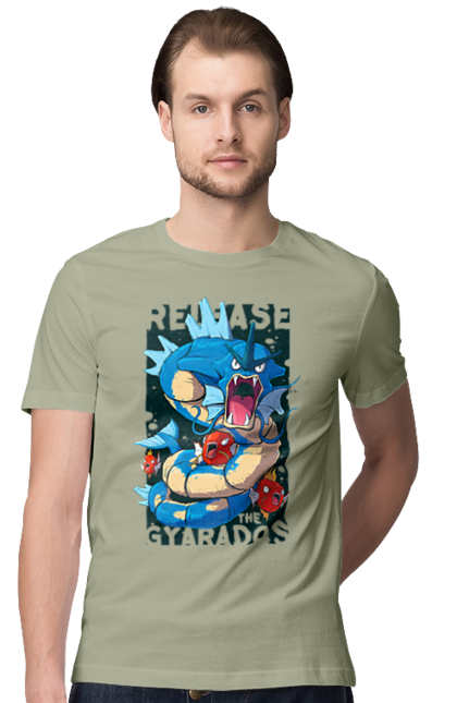 Men's t-shirt with prints Pokemon Gyarados. Anime, games, gyarados, nintendo, pokemon, pokemon go. 2070702