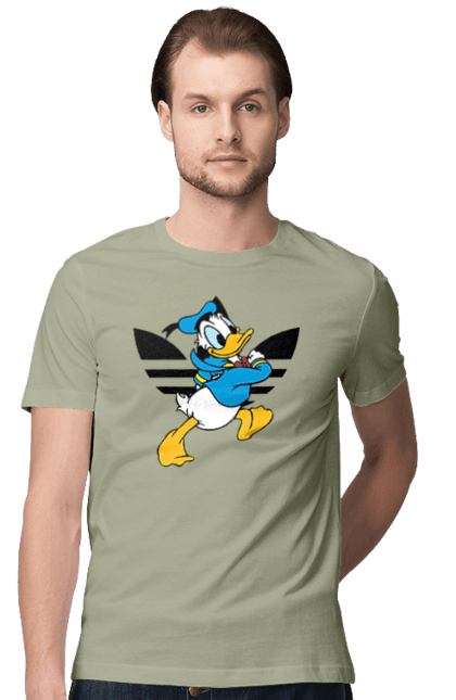 Футболка мужская с принтом Adidas Дональд Дак. Adidas, daisy duck, donald duck, адидас, дейзи дак, дональд дак, мультсериал, мультфильм. 2070702