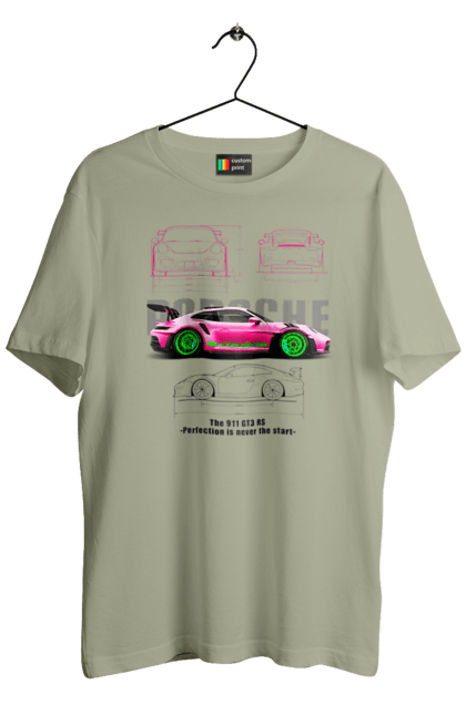 Men's t-shirt with prints Porsche 911 GT3 RS. Auto, automobile, car, porsche, porsche 911, sport, sports car. 2070702