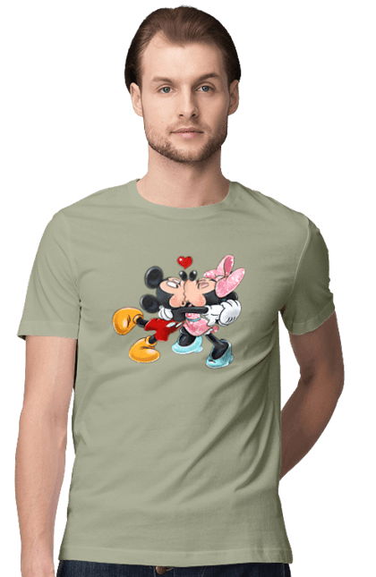 Футболка мужская с принтом Микки Маус и Минни Маус. Mickey mouse, minnie mouse, дисней, микки, микки маус, минни маус, мультфильм. 2070702