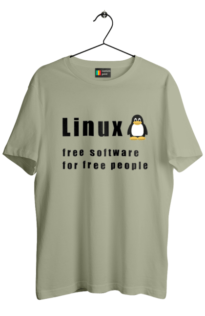 Футболка чоловіча з принтом "Linux Вільний Для Вільних". Linux, адміністратор, айті, айтішник, безкоштовна, безкоштовно, вільна, доступність, незалежність, операційна система, ос, пінгвін, програміст, програмне забезпечення, свобода, сервер, сисадмін, система, системний адміністратор, софт, текст, чорний. 2070702