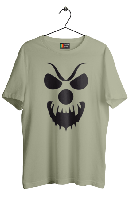 Men's t-shirt with prints Halloween pumpkin face. Costume, halloween, holiday, october, october 31, pumpkin, scary, sweets, trick or treat. 2070702