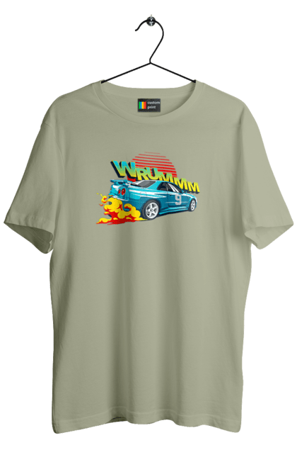Men`s t-shirt with prints Auto. Auto, drift, into the fire, money, speed, sport, sports cars, streets. 2070702