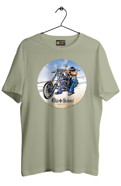 Футболка чоловіча з принтом "Old school". Авто мото, виконавці, мотоцикл, музична група, рок група, старе загартування. 2070702