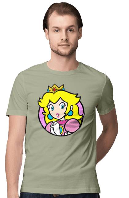 Men's t-shirt with prints Mario Bros. Princess Peach. Character, game, mario, mario bros, nintendo, princess peach, super mario bros. 2070702