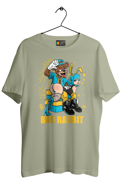 Футболка чоловіча з принтом "Поганий кролик". Бдсм, ведмідь, дівчина, кролик, поганий кролик, прикольна, смішна. 2070702
