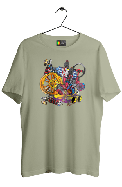 Футболка чоловіча з принтом "Автозапчастини". Автозапчастини, гонка, драгрейсинг, драйв, машина, стрітрейсинг. 2070702