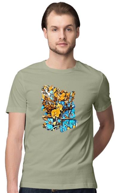 Жовті квіти на синьому фоні