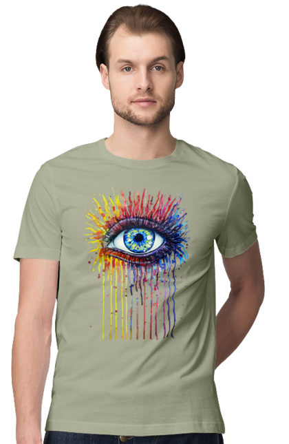 Футболка чоловіча з принтом "Барвисто Тече Око". Очей, фарби. 2070702