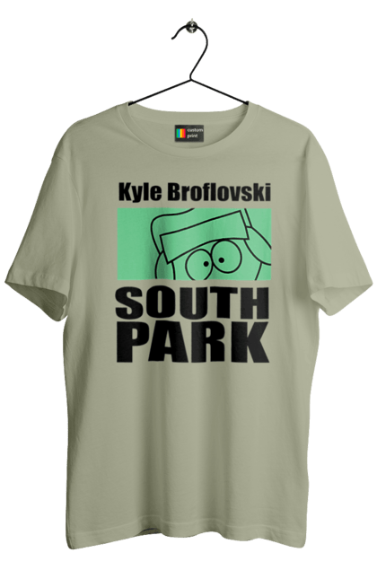 Футболка мужская с принтом Южный Парк Кайл. Kyle, kyle broflovski, south park, кайл, кайл брофловски, мультсериал, южный парк. 2070702