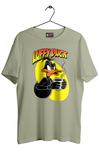 Men's t-shirt with prints Daffy Duck. Cartoon, character, daffy duck, duck, looney tunes, merrie melodies, warner brothers. 2070702