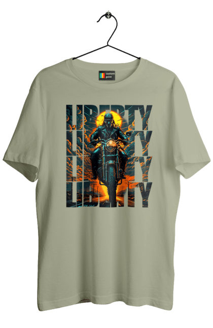 Футболка чоловіча з принтом "Байкер". Байкер, мотоцикліст, подорожі, свобода, туризм. 2070702