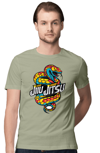 Men's t-shirt with prints Jujutsu. Animal, japan, jiu jitsu, jujutsu, martial arts, ninja, samurai, snake, sport. 2070702