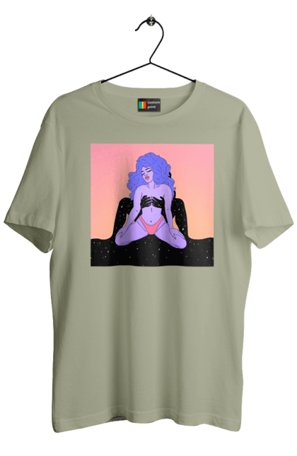 Футболка мужская с принтом Фиолетовая Девушка В Трусиках. В трусах, инопланетянка. 2070702