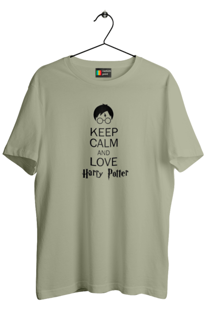 Men's t-shirt with prints Keep calm and love Harry Potter. Book, franchise, gryffindor, harry potter, hogwarts, keep calm, movie. 2070702