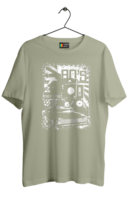 Men`s t-shirt with prints 80 E, Machine And Music. 80, 80s, machine, music. 2070702