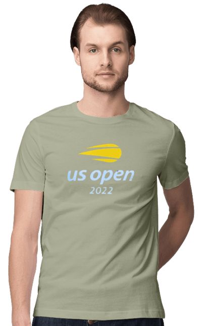 Men`s t-shirt with prints US Open 2022 tennis tournament. American championship, ball, hard, new york, open championship, players, prize fund, racket, sponsor, tennis. 2070702