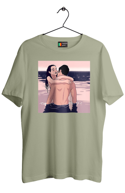 Футболка чоловіча з принтом "Парочка Обнімається В Річці". Голо, кохання, пара. 2070702
