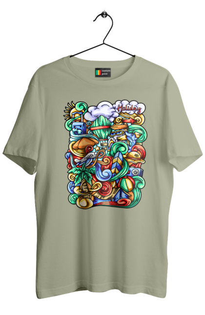 Футболка чоловіча з принтом "Канікули відпочинок арт". Відпочинок, канікули, літо, море, пляж, подорож. 2070702