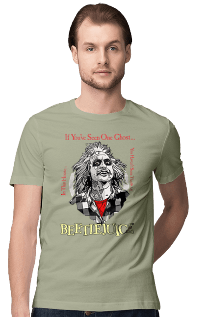 Men's t-shirt with prints Beetlejuice. Beetlejuice, comedy, ghost, horror, movie, tim burton, warner bros. 2070702