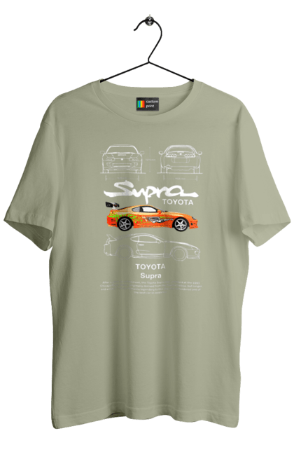 Футболка мужская с принтом Toyota Supra. Supra, toyota, toyota supra, автомобиль, машина, спортивная машина, спорткар, тойота, япония. 2070702