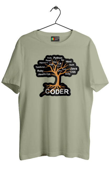 Футболка чоловіча з принтом "Кодер". Айті, айтішник, для айтішника, для програміста, кодер, подарунок айтішнику, подарунок програмісту, програміст, розробник. 2070702