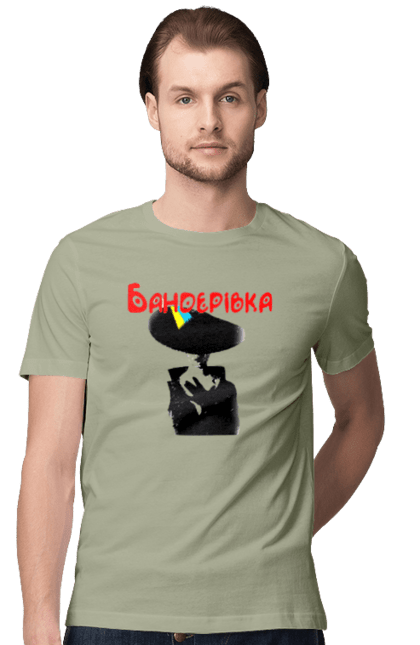 Футболка чоловіча з принтом "Бандерівка". Бандера, бандерівка, війна, військово повітряні війська, вірю в зсу, все, літак, ні війні, орки, слава україні, україна, українка. 2070702
