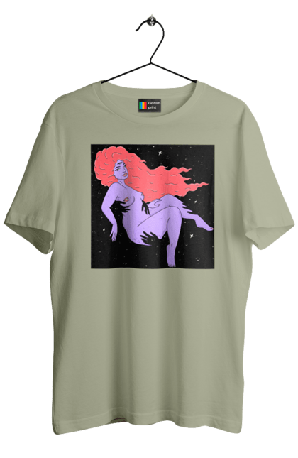 Футболка мужская с принтом Фиолетовая Девушка В Черной Дыре. Девушка, лапают. 2070702