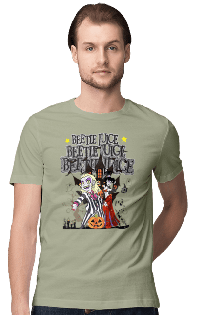 Men's t-shirt with prints Beetlejuice. Beetlejuice, comedy, ghost, horror, movie, tim burton, warner bros. 2070702