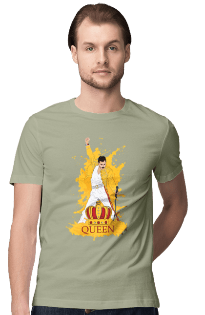 Men's t-shirt with prints Freddie Mercury. Freddie mercury, lettering, music, queen, rock, rock band. 2070702