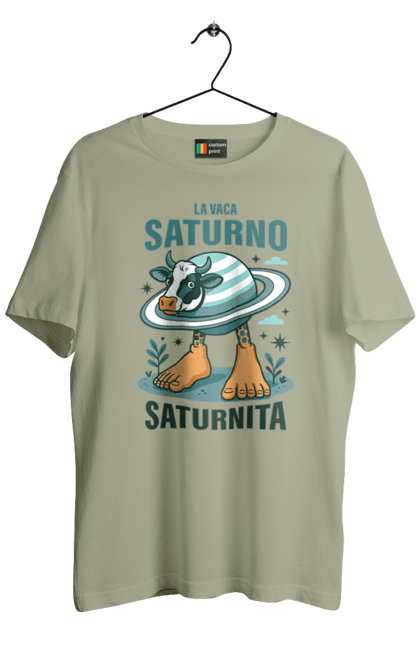 Футболка чоловіча з принтом "Lavaca Saturno Saturnita". Брейнрот, італійська гнилизна мозку, італійський брейнрот, італійський мем, італійські меми, корова сатурн, ла вака, ла вака сатурно, лавака сатурно, сатурно сатурніто. 2070702