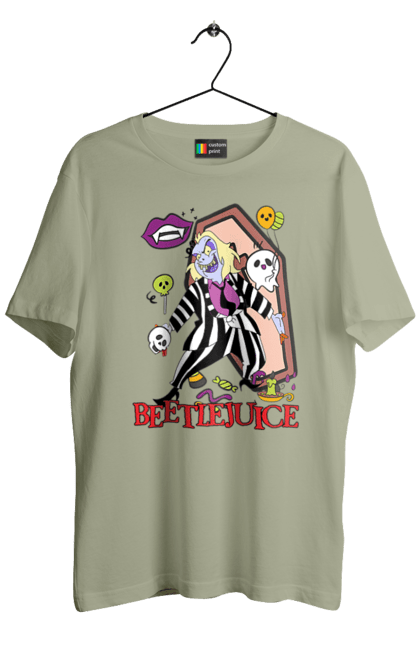 Men's t-shirt with prints Beetlejuice. Beetlejuice, comedy, ghost, horror, movie, tim burton, warner bros. 2070702