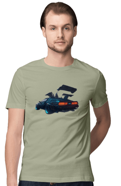 Футболка чоловіча з принтом "DeLorean назад у майбутнє". Автомобіль, делореан, з фільму. 2070702