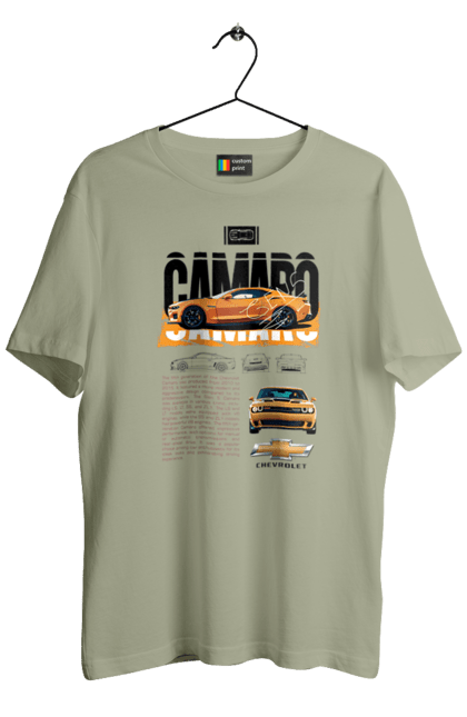 Men's t-shirt with prints Chevrolet Camaro. Auto, automobile, camaro, car, chevrolet, chevrolet camaro. 2070702