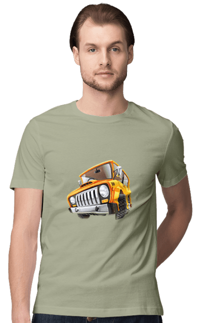 Футболка чоловіча з принтом "Вантажівка". Авто, автомобіль, вантажівка, дитячий малюнок, зображення авто. 2070702