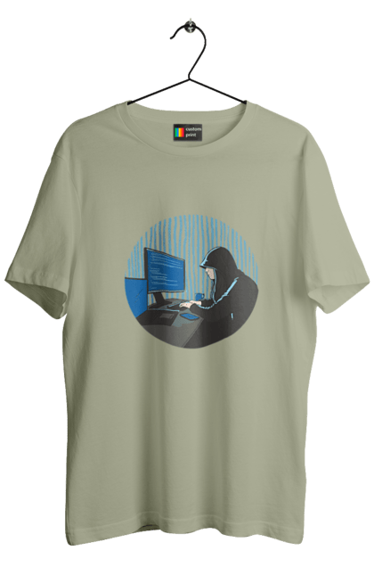 Футболка чоловіча з принтом "Хакер". Бінарний, гік, програміст, хакер. 2070702