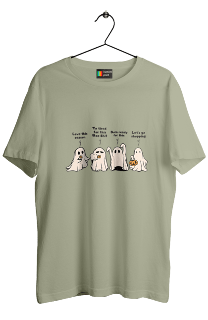 Men's t-shirt with prints Halloween Ghost. Costume, ghost, halloween, holiday, october, october 31, scary, sweets, trick or treat. 2070702