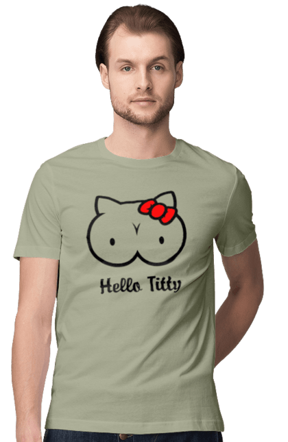 Футболка чоловіча з принтом "Hello Kitty". Hello, hello kitty, kitty, дорослі, краса. 2070702