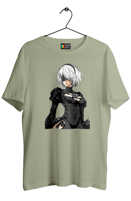 Men's t-shirt with prints Nier: Automata 2B. Character, executioner, game, nier: automata, platinum games, video game, yorha. 2070702