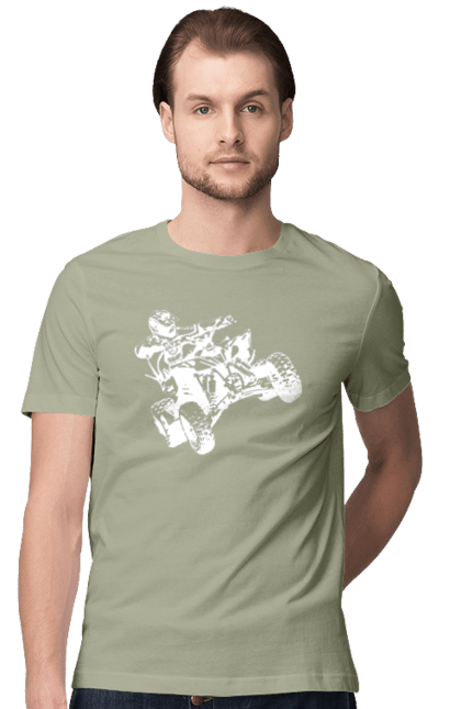 Men`s t-shirt with prints Man On Atv White. Atv, extreme, race. 2070702