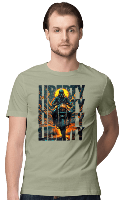 Футболка чоловіча з принтом "Байкер". Байкер, мотоцикліст, подорожі, свобода, туризм. 2070702