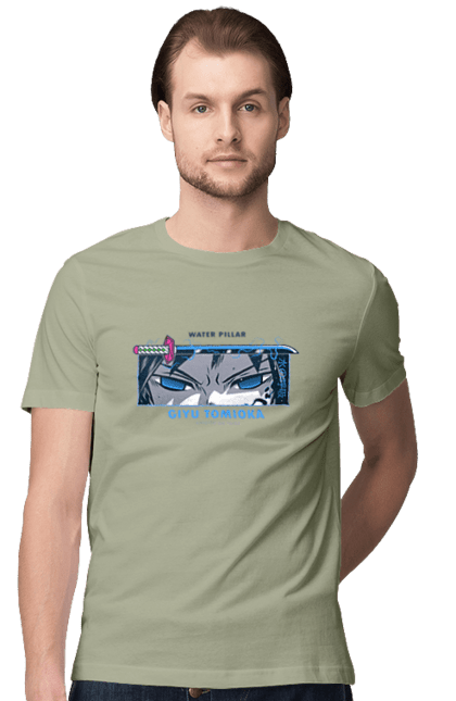 Men's t-shirt with prints Demon Slayer Giyu. Anime, demon slayer, giyu, giyu tomioka, kimetsu no yaiba, manga, serial. 2070702