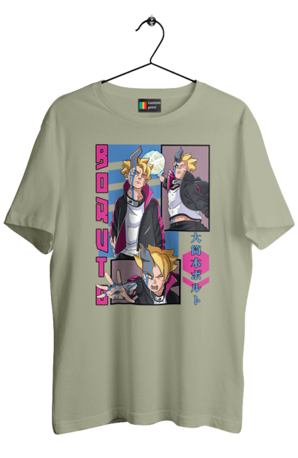 Men's t-shirt with prints Boruto. Anime, boruto, enemies, manga, neon, tv series. 2070702