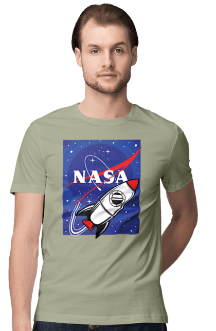 Men's t-shirt with prints NASA. Aeronautics, astronautics, aviation, nasa, research, rocket, science, space, technologies, usa. 2070702