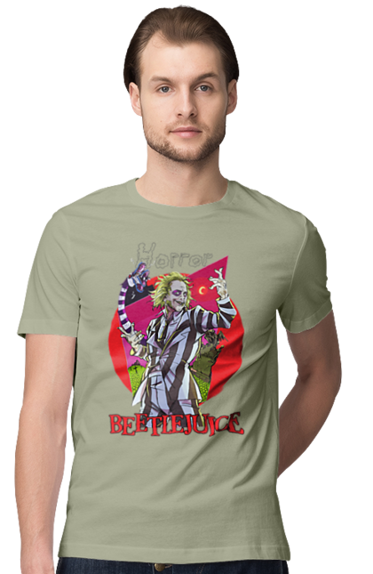 Men's t-shirt with prints Beetlejuice. Beetlejuice, comedy, ghost, horror, movie, tim burton, warner bros. 2070702