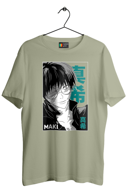 Men's t-shirt with prints Jujutsu Kaisen Maki. Anime, dark fantasy, jujutsu kaisen, magic battle, maki, maki zenin, manga, mystic. 2070702