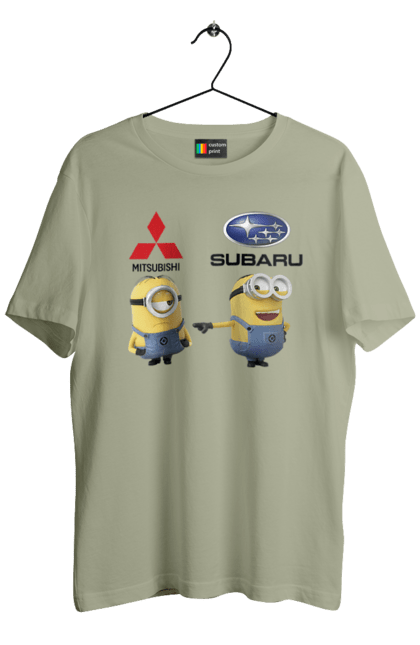 Men`s t-shirt with prints Minion. Auto, cars, minions, mitsubishi, subaru. 2070702