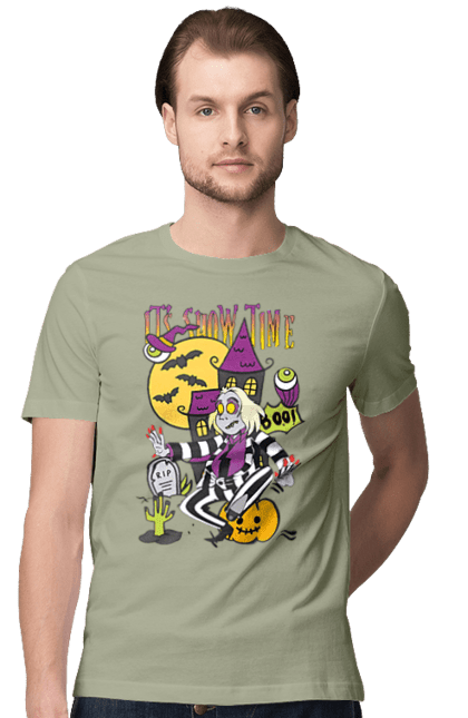 Men's t-shirt with prints Beetlejuice. Beetlejuice, comedy, ghost, horror, movie, tim burton, warner bros. 2070702