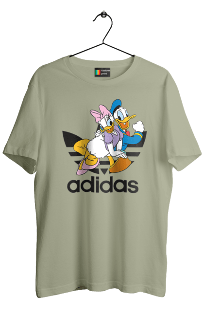 Футболка мужская с принтом Adidas Дональд Дак. Adidas, daisy duck, donald duck, адидас, дейзи дак, дональд дак, мультсериал, мультфильм. 2070702