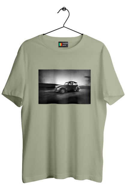 Футболка чоловіча з принтом "Ретро машина чб". Авто, ретро, ретро машина, чорно біла машина. 2070702